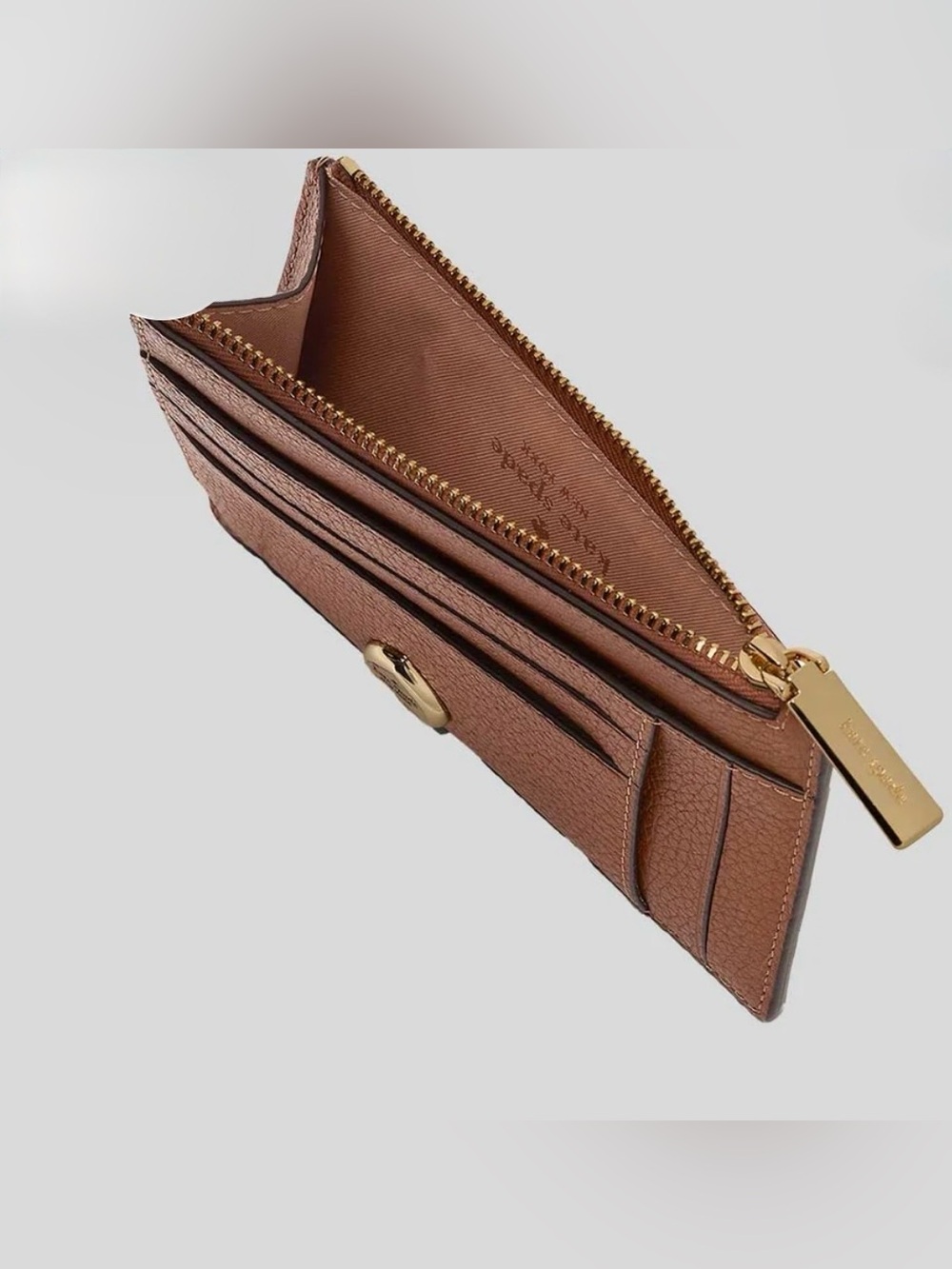 Kate Spade Kayla Large Slim Zip Cardholder Pebbled Leather Warm Ginger-NWT - Picture 3 of 10